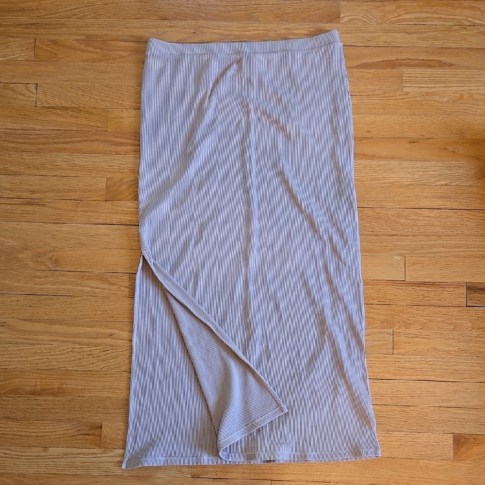 Khaki Maxi Skirt with Slit